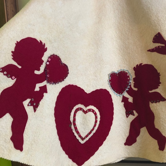 Real vintage VALENTINE CIRCLE SKIRT from the 50's, wool felt. Size S. Rockabilly - Picture 3 of 14